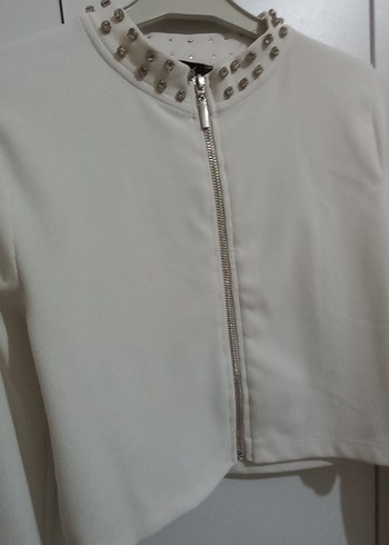 Uzun Kollu Beyaz Mini Düğmeli Bluz - Görsel 8