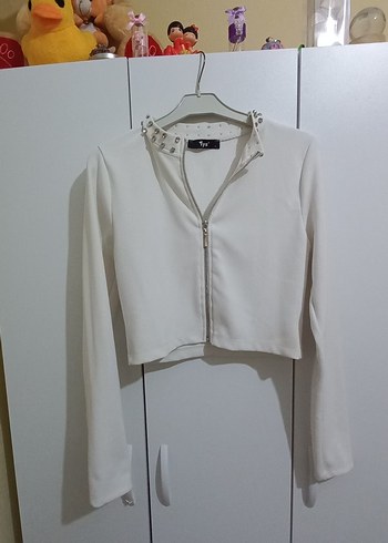 Uzun Kollu Beyaz Mini Düğmeli Bluz - Görsel 2