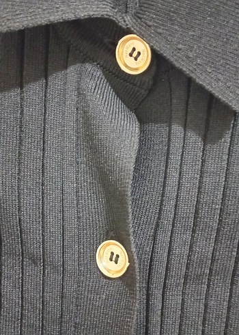 Düğmeli Siyah Hamile Hırka - Görsel 5