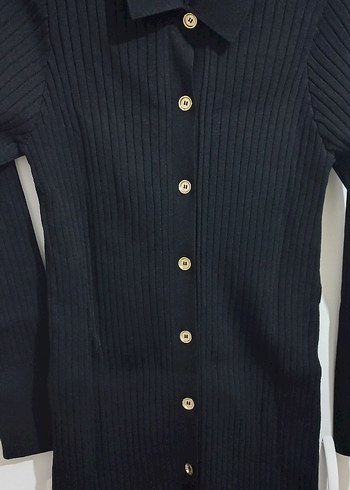 Düğmeli Siyah Hamile Hırka - Görsel 3