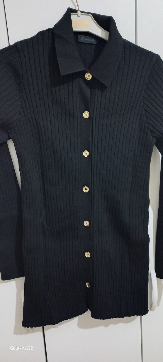 Düğmeli Siyah Hamile Hırka - Görsel 3