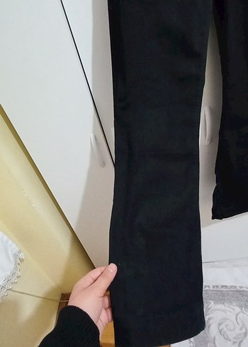 Siyah Düğmeli Kadın Denim Pantolon - Görsel 7