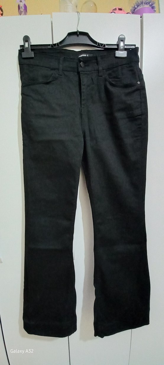 Siyah Düğmeli Kadın Denim Pantolon - Görsel 4