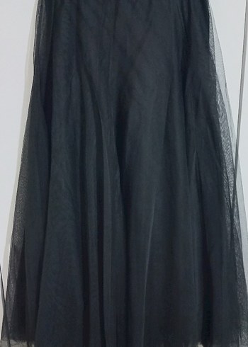 Drapeli Siyah Uzun Tütü Etek - Görsel 9