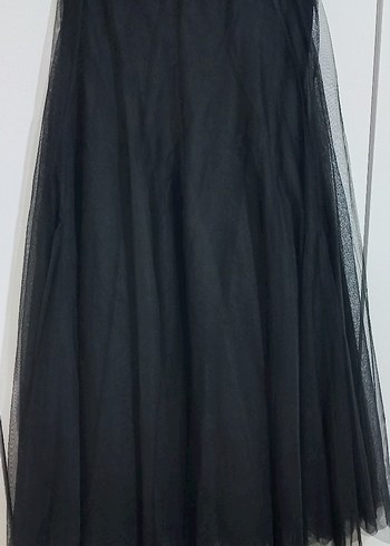 Drapeli Siyah Uzun Tütü Etek - Görsel 2