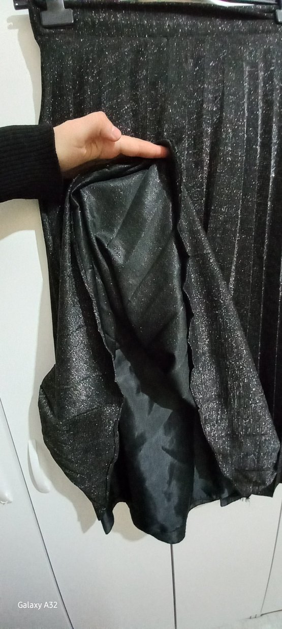 Gri Pilili Uzun Kadın Etek - Görsel 2