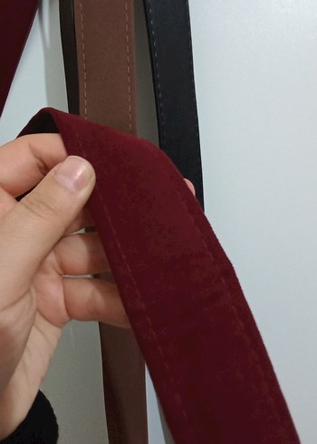 Bordo Süet Tokalı Kadın Kemer - Görsel 4