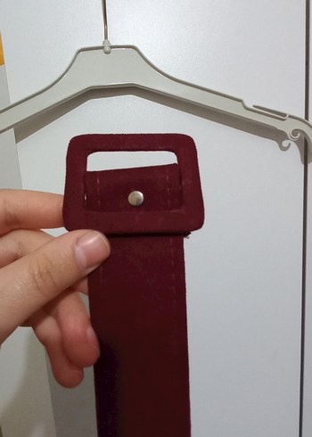 Bordo Süet Tokalı Kadın Kemer - Görsel 2