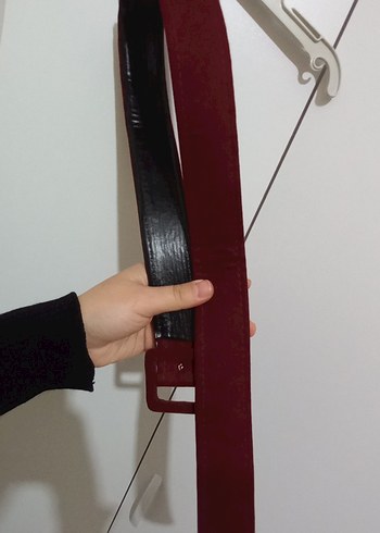 Bordo Süet Tokalı Kadın Kemer - Görsel 3