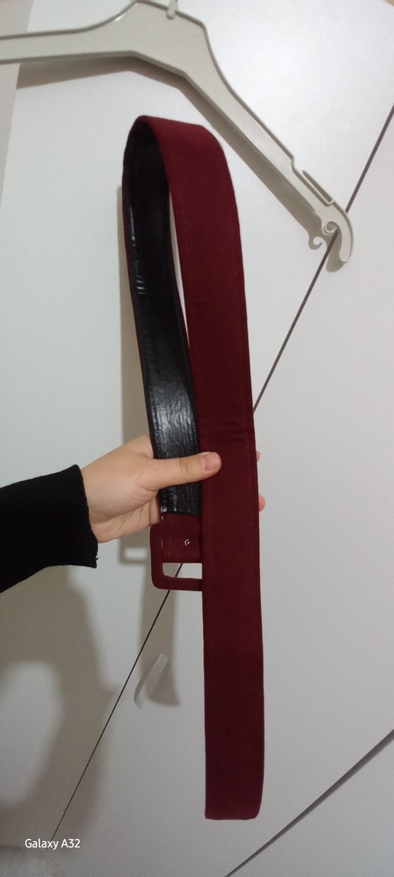 Bordo Süet Tokalı Kadın Kemer - Görsel 3