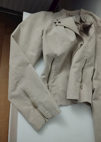 Gri Süet Kadın Biker Ceket - Görsel 6