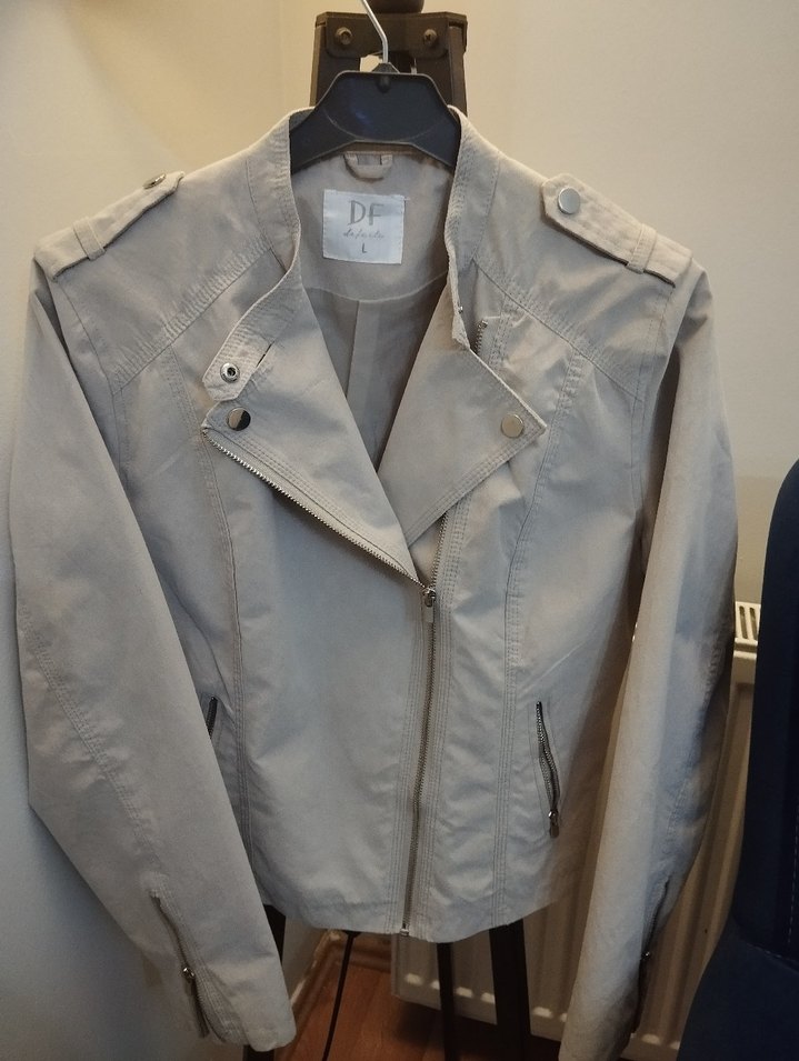 Gri Süet Kadın Biker Ceket - Görsel 2