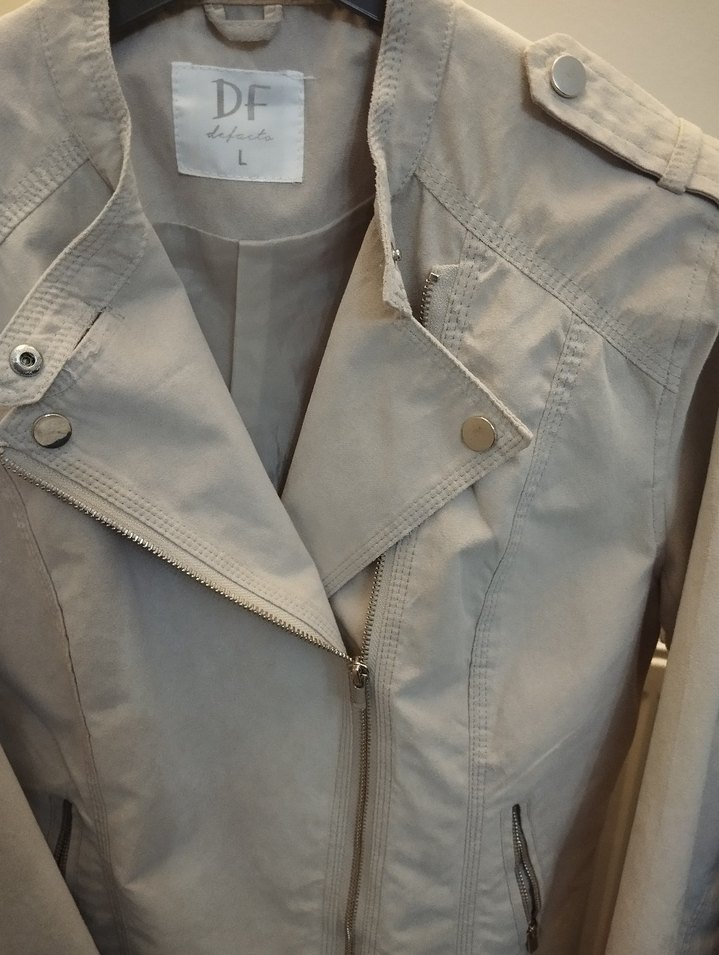 Gri Süet Kadın Biker Ceket - Görsel 5