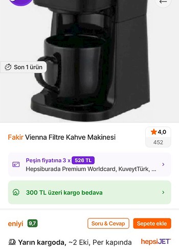 Fakir Vienna Siyah Kahve Makinesi - Görsel 3