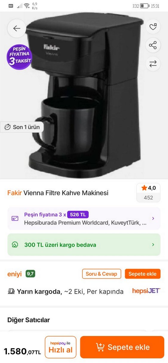 Fakir Vienna Siyah Kahve Makinesi - Görsel 3