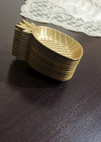 Altın Renkli Ananas kase, çerezlik 12 adet - Görsel 3