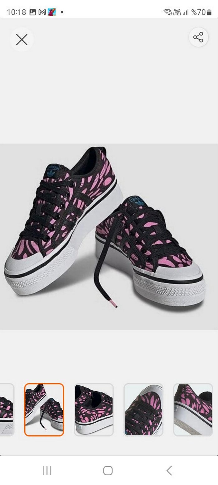 Adidas Zebra Desenli Pembe Spor Ayakkabı - Görsel 3