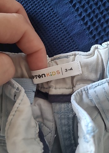 Koton buz mavi Pamuklu Erkek cocuk Şort, Kemerli, Rahat Kesim