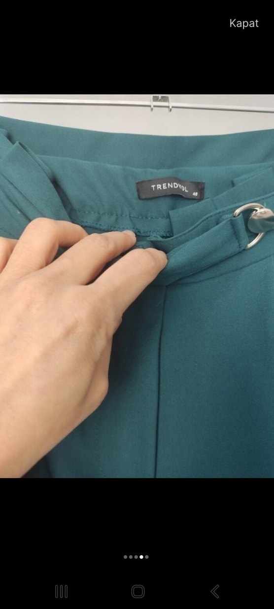 Kemerli Midi Kadın Kumaş Pantolon - Görsel 4