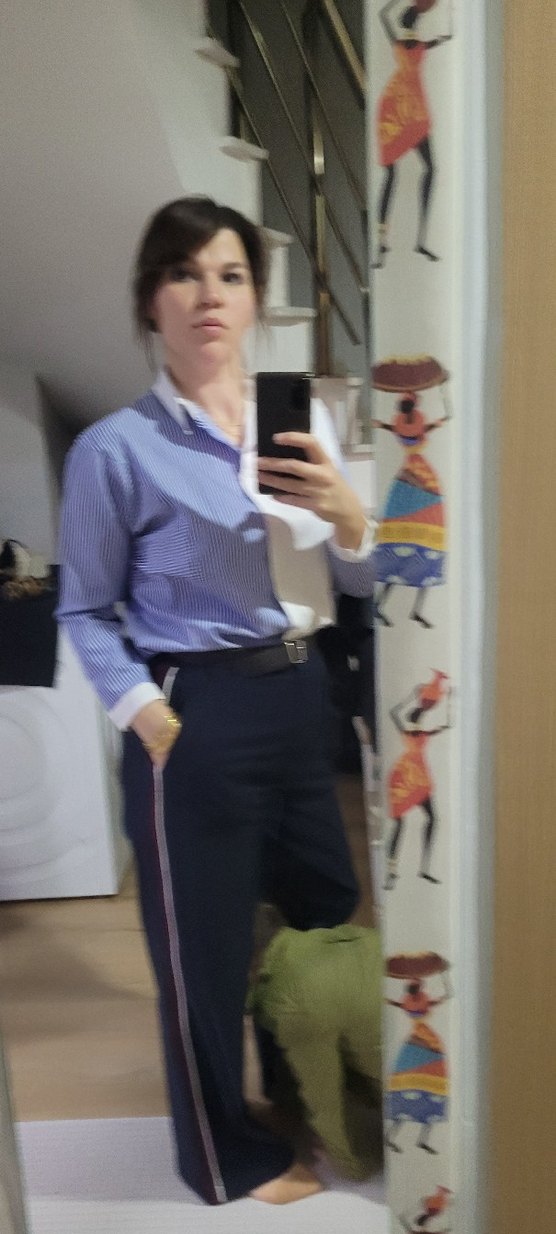 Kadın Mavi Denim  lacivert Kemerli Regular Fit Pantolon - Görsel 2