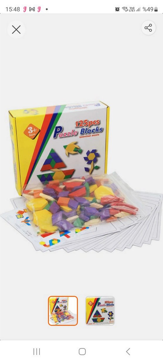 Ahşap Tangram Zeka Blokları 125 Parça - Görsel 2