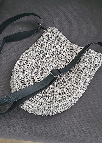 Beden gri Renk Gri Örgü Kadın tel Çantası osyho model