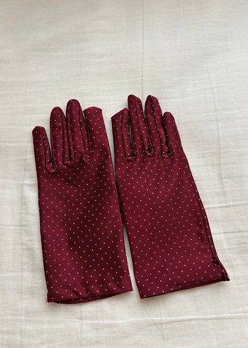 Bordo Vintage Saten Kadın Eldiven - Görsel 2