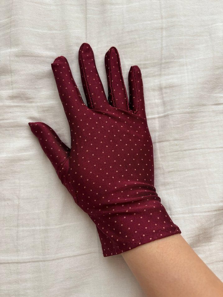 Bordo Vintage Saten Kadın Eldiven - Görsel 3