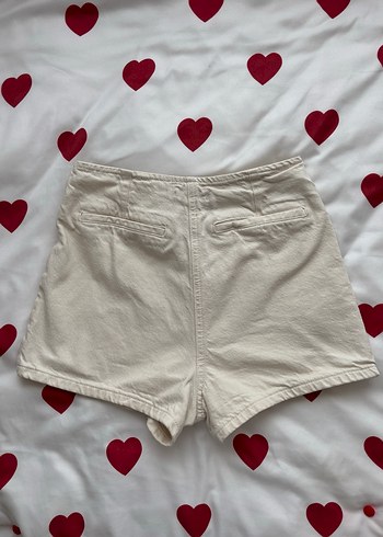 Düğmeli Krem Mini Şort Etek - Görsel 2