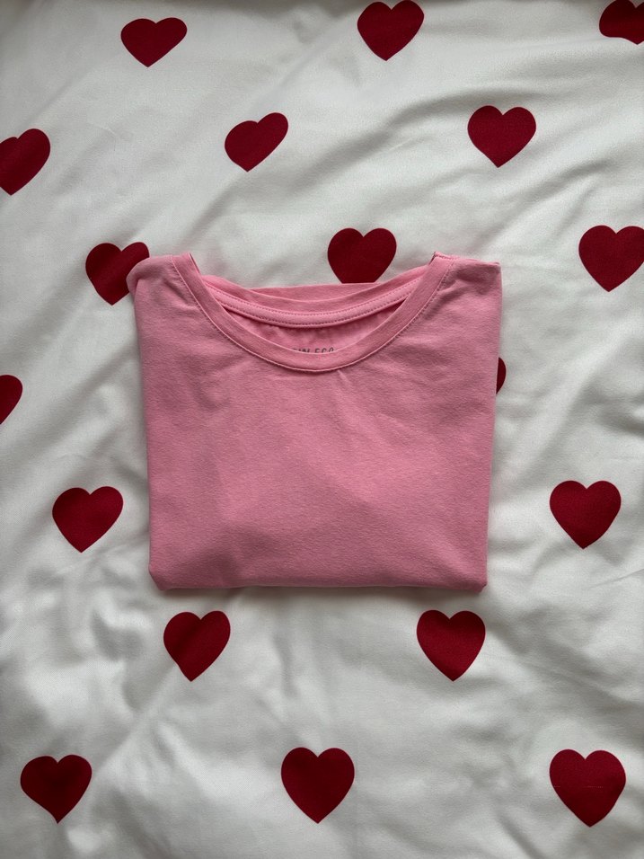 Pembe Kısa Kollu Basic Kadın Tişört - Görsel 3