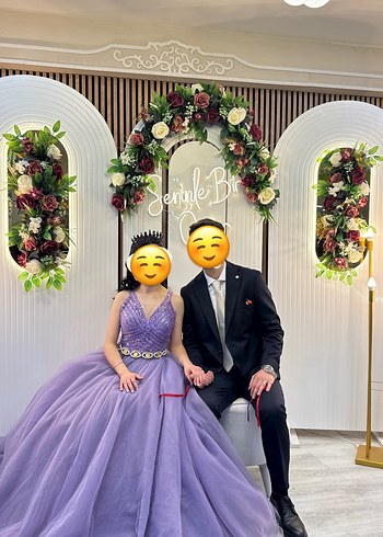 Mor Uzun Abiye Elbise Nişanlık - Görsel 2