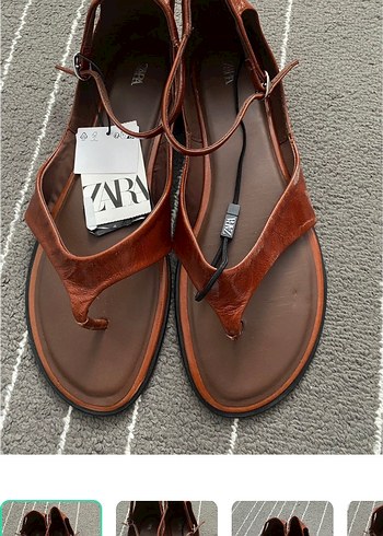Zara Kahverengi Deri Sandalet