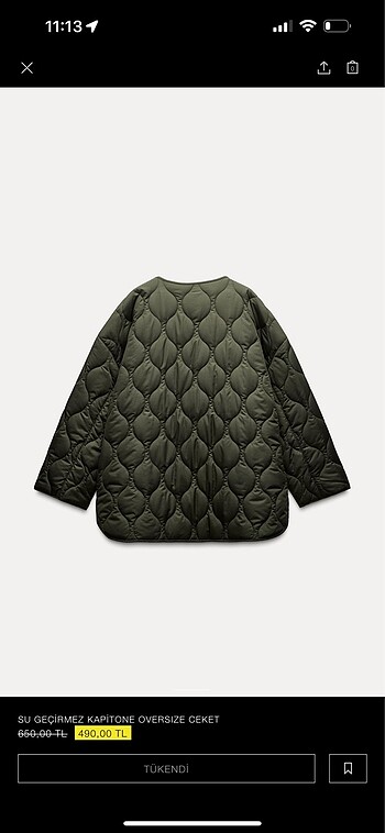 Zara Zara su geçirmez kapitone