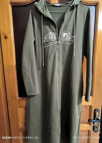 Nakışlı Kapüşonlu Kadın Uzun Hırka - Görsel 6