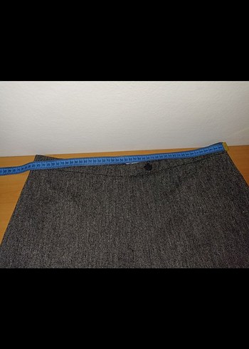 Gri Düğmeli Keten Kumaş Kadın Pantolon - Görsel 3