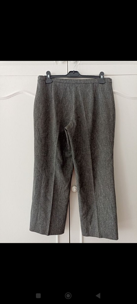 Gri Düğmeli Keten Kumaş Kadın Pantolon - Görsel 2