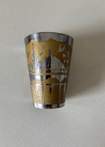 Altın Renkli Parlak Desenli Metal Bardak - Görsel 2