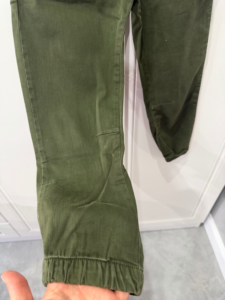 Erkek Çocuk Koyu Haki Keten Bol Kesim Pantolon - Görsel 2