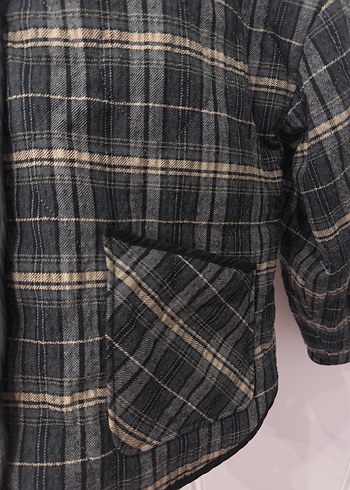 Düğmeli Gri Ekoseli Kadın Ceket - Görsel 2