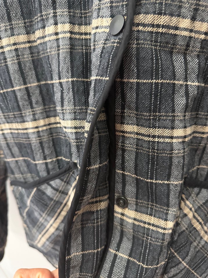 Düğmeli Gri Ekoseli Kadın Ceket - Görsel 4