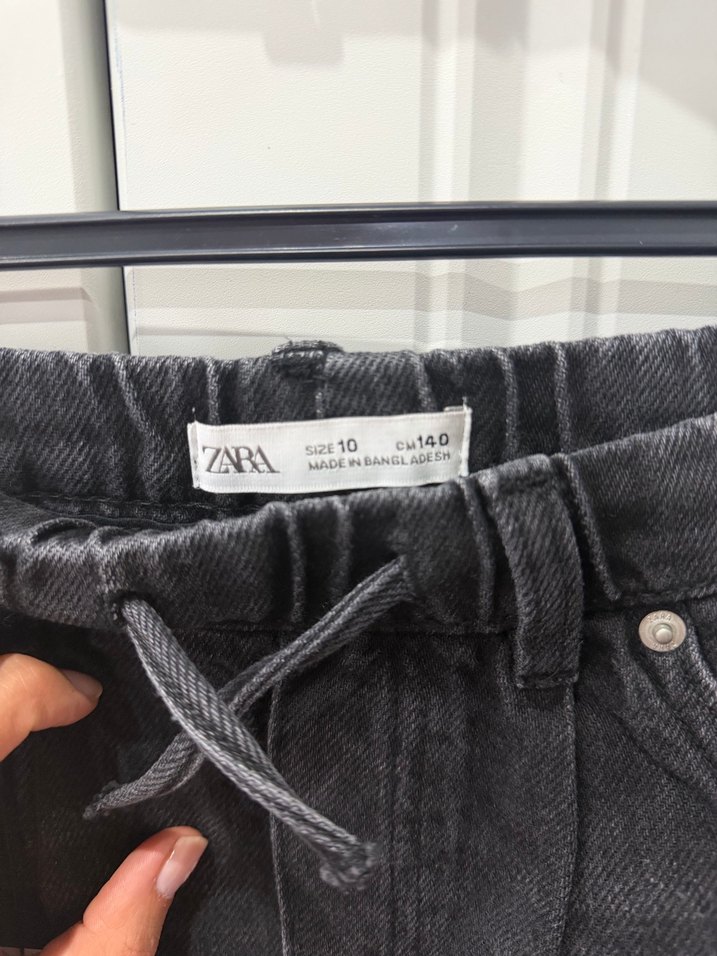 Gri Batik Desenli Bol Kesim Kız Kot Pantolon - Görsel 2