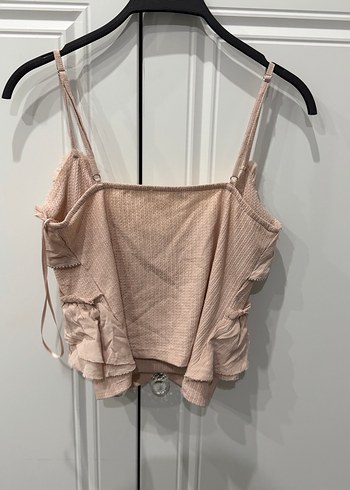 Bej Fırfırlı Keten Mini Büstiyer - Görsel 4