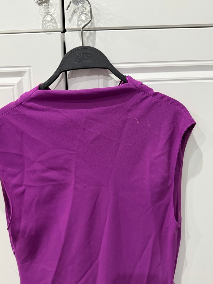 Mor Drapeli Uzun Kadın Elbise - Görsel 3