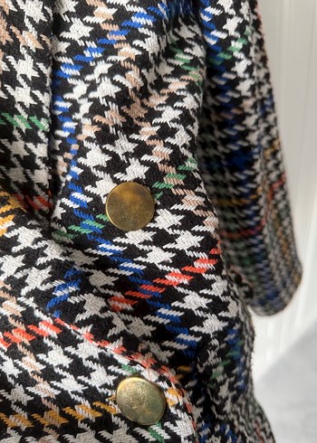 Çok Renkli Düğmeli Midi Kadın Blazer - Görsel 3