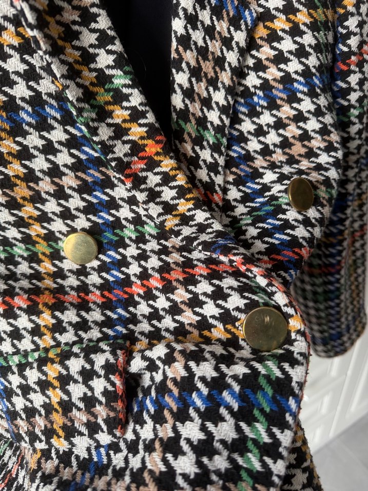 Çok Renkli Düğmeli Midi Kadın Blazer - Görsel 2