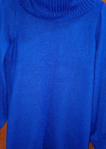 Mavi Boğazlı Triko Kadın Kazak - Görsel 3