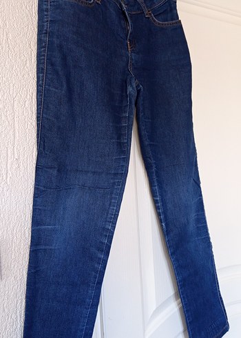 Mavi Düğmeli Kadın Denim Pantolon - Görsel 3