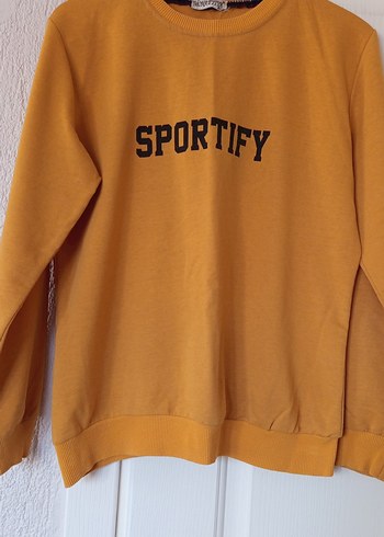 Sarı Spor Kadın Sweatshirt - Görsel 3