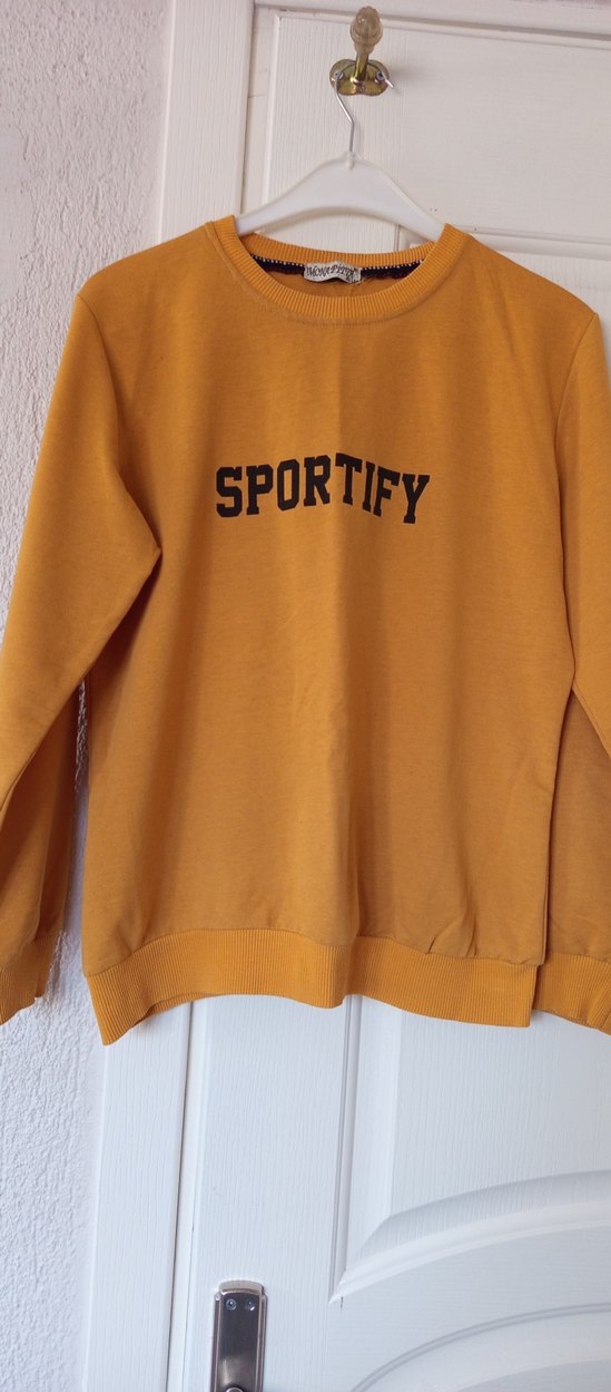 Sarı Spor Kadın Sweatshirt - Görsel 3