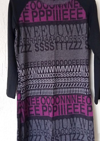 Uzun Kollu Baskılı Triko Elbise - Görsel 3